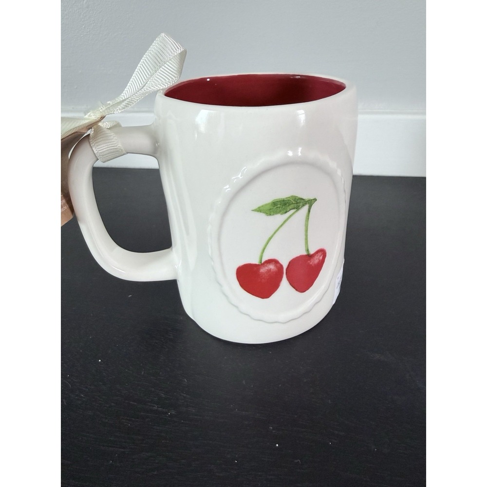 RAE DUNN "MON CHERRY" Ceramic Double Sided Mug - Picture 2 of 2